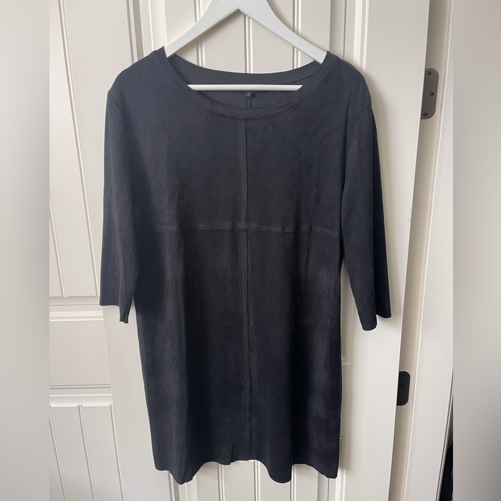 GOLDIE black faux suede dress